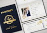 create wedding passport invitation print design